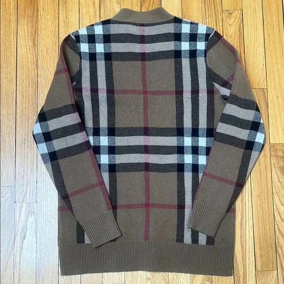 Women’s Burberry Brown Plaid Cardigan Sweater - Picture 4 of 4